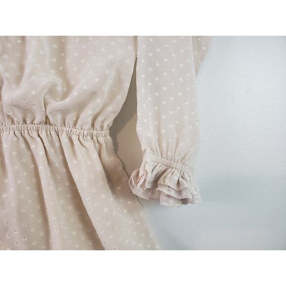 (J5) Ellison Women Romper Short Size M Long Sleeve Buttons Elastic Waist Boho - Picture 3 of 8